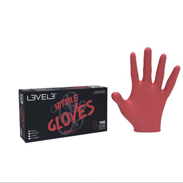 GUANTE PROFESIONAL NITRILO MEDIANO ROJO 100 UND L3VEL3