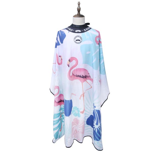 CAPA BARBERIA PROFESIONAL DISE&Ntilde;O FLAMINGO TROPICAL BROCHES