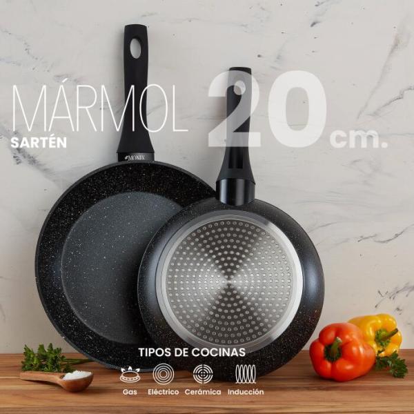 SARTEN MARMOL ANTIADHERENTE 20CM NEGRO