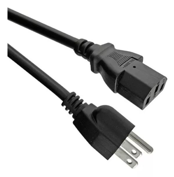CABLE 3 PINES PLANOS PODER CPU PC NEGRO