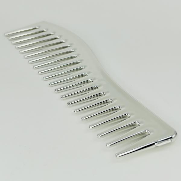 PEINE ANCHO CURVO PLASTICO PLATEADO