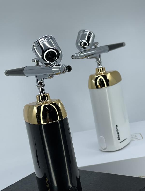 AEROGRAFO BARBERIA PROFESIONAL DE ACCION SIMPLE DORADO BLANCO