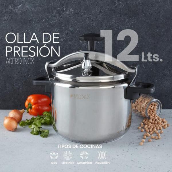 OLLA PRESION 12 LITROS ACERO INOXIDABLE MONIX