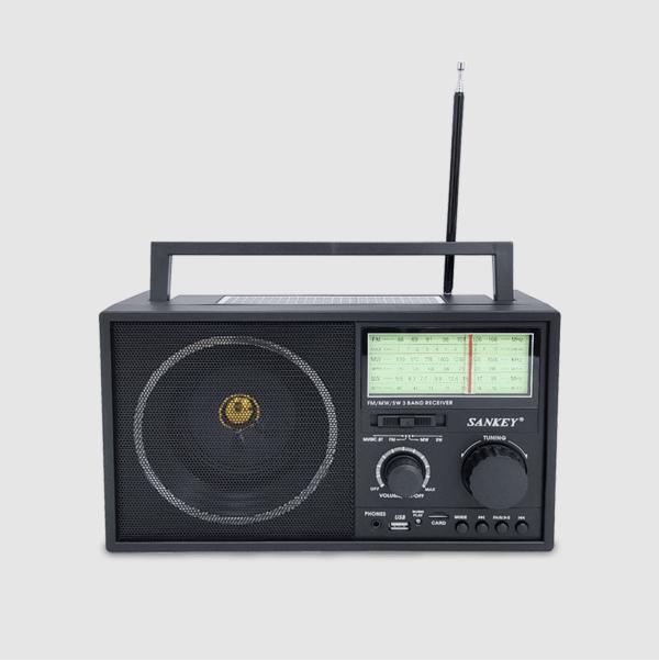 RADIO PORTATIL USB BLUETOOTH RECARGABLE PANEL SOLAR NEGRO SANKEY