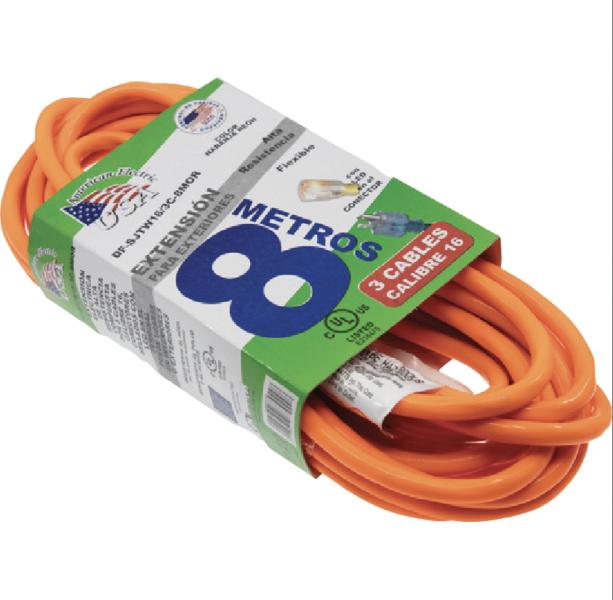 EXTENSION TSJ 8M 3X16 UL NARANJA NEON