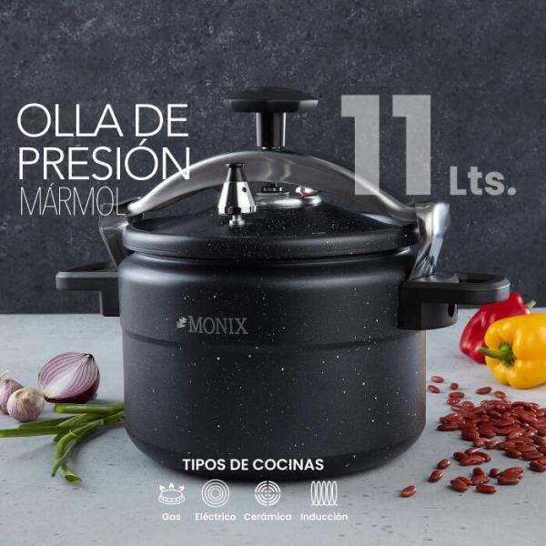 OLLA PRESION 11 LITROS MARMOL NEGRO MONIX