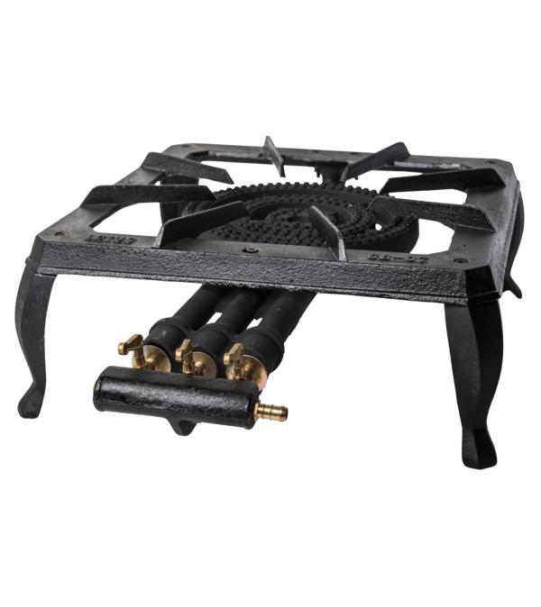 QUEMADOR INDUSTRIAL GAS 3 LLAVES CON BASE HIERRO NEGRO