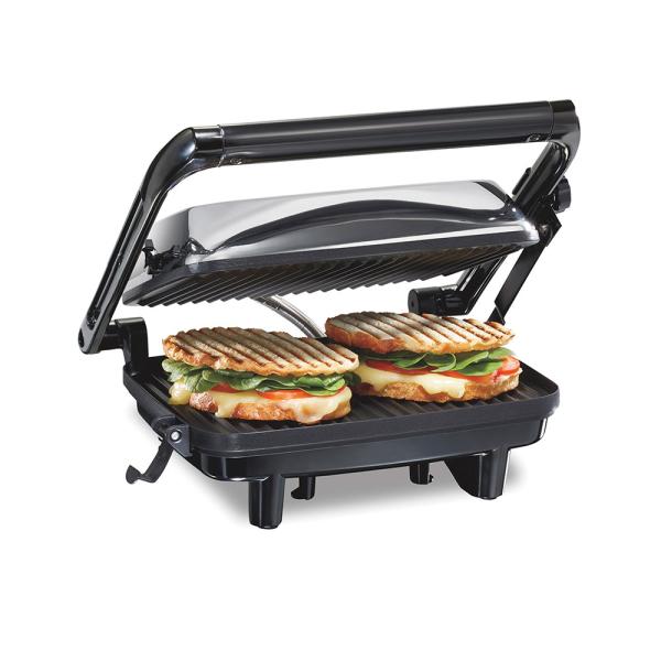 SANDWICHERA PANINI GOURMET TIPO PARRILLA CROMADA HAMILTON BEACH