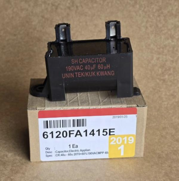 CONDENSADOR 40MF 190V RECTANGULAR UN TORNILLO ORIGINAL LG
