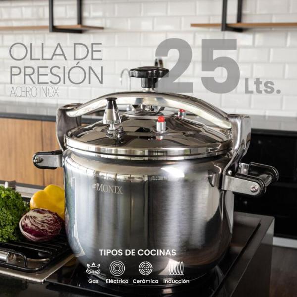 OLLA PRESION 25 LITROS ACERO INOXIDABLE USO INDUSTRIAL MONIX