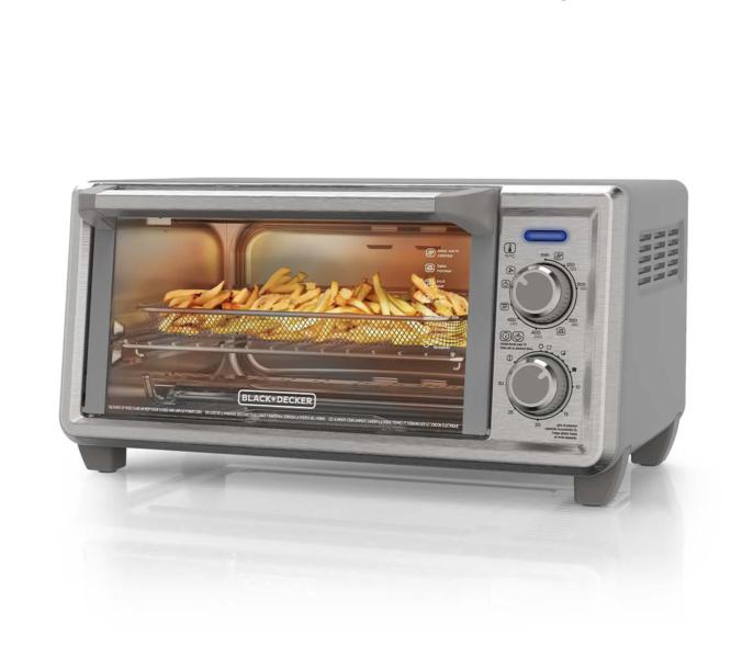 HORNO TOSTADOR CON FREIDORA DE AIRE 4 REBANADAS 11 LITROS INOXIDABLE BLACK + DECKER